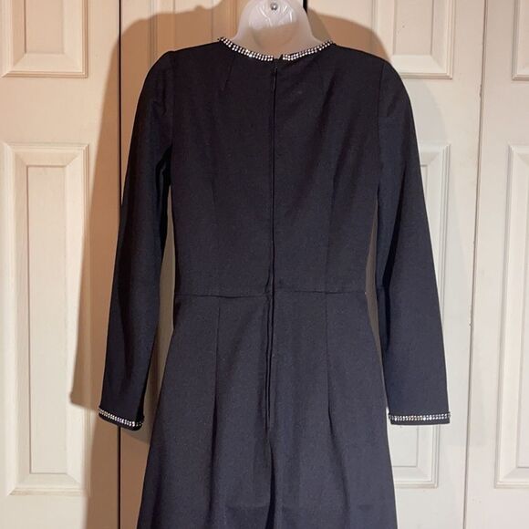 Vintage 1970s Black Maxi Dress Rhinestones Goth Witchy Vibes Small - Picture 11 of 16